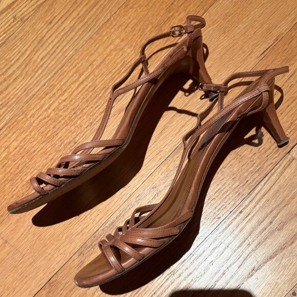 Ralph Lauren Collection Strappy Leather Kitten Heels 9B - Picture 2 of 4